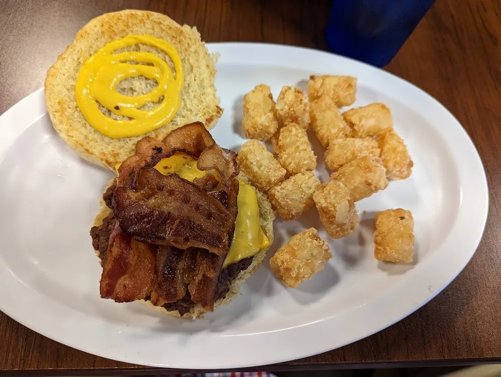 Bacon Burger and Tots