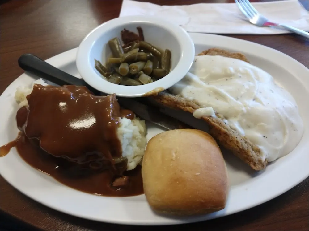 Chicken Fried Steak Green Beans and Mashed Potatoes